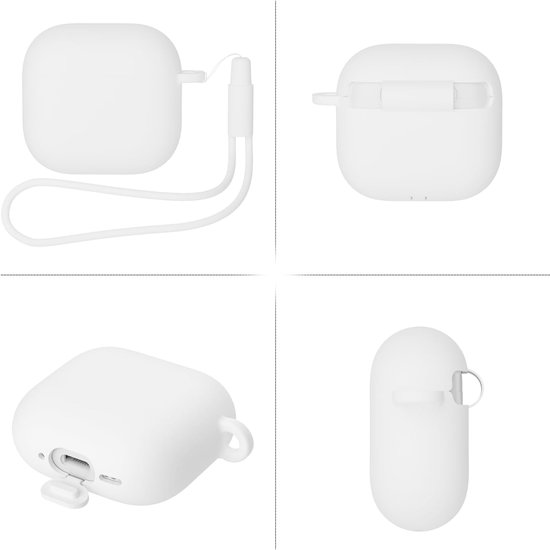 Hoes Compatibel met AirPods 4th Generation hoes (2024) met reinigingsset, Beschermend Siliconen hoesje voor Airpods 4, LED vooraan zichtbaar (Wit) — afbeelding 4