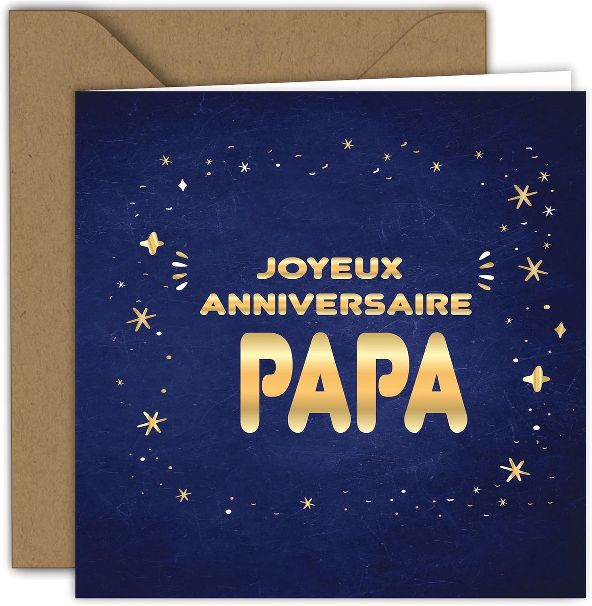 Colibri Verjaardagswenskaart met envelop, Happy Birthday-kaart, verjaardagskaart voor papa, vader, A6, blauw, goud