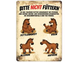 Trendaffe - Metalen bord XL met paarden motief en spreuk: Gelieve niet voeden