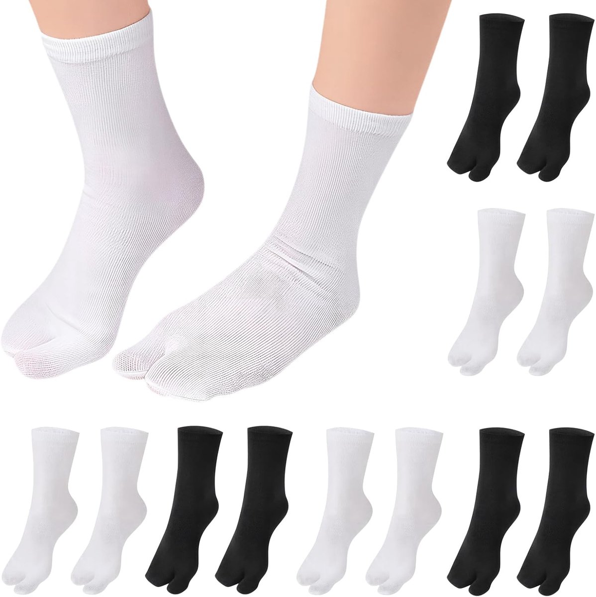 6 paar Tabi Socks (zwart wit)