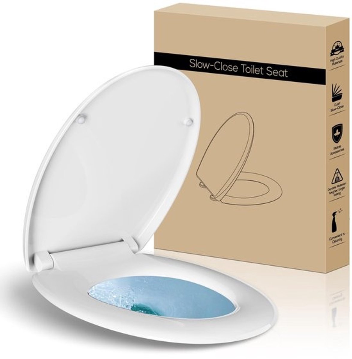 Toiletzitting - Softclose & Snelontgrendeling - Antislip - Voor rond toilet - Wit
