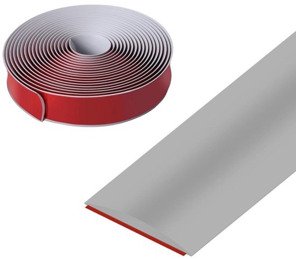 Overgangsprofiel - Zelfklevend Vinyl - Voor het afdekken van vloernaden - Grijs, 4 cm x 6 m