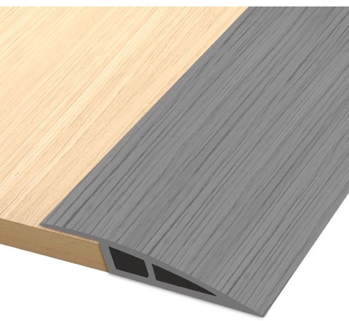 Overgangsprofiel - Zelfklevend, Hoogteverschil Overbruggend - Voor Parket, Laminaat en Drempels - Grijs Hout, 200 cm x 5 cm, voor 5 mm tot 10 mm