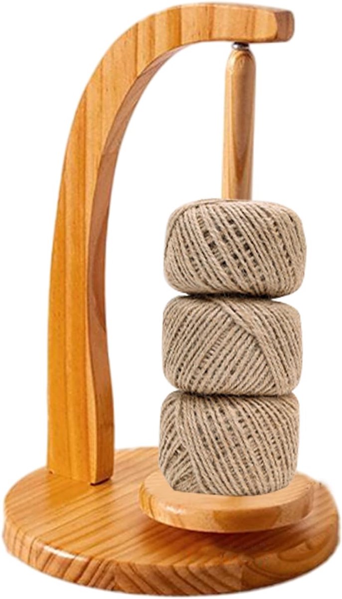 Garenbalhouder, wollen afwikkelaar voor haken en breien accessoires, magnetische garentrifuge, roterend houten rek voor breiliefhebbers benodigdheden, oma en moederdagcadeau (logkleur)