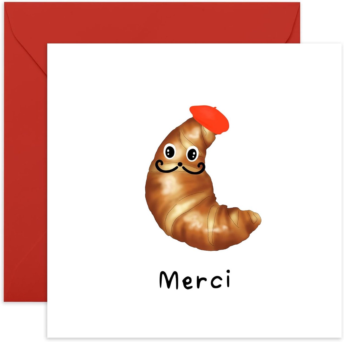 Bedankkaart 'Merci' - dankbare cadeaus voor vrienden, neef, collega's, collega's, hem, officemates, broer, bruv - Frans brood - met leuke stickers