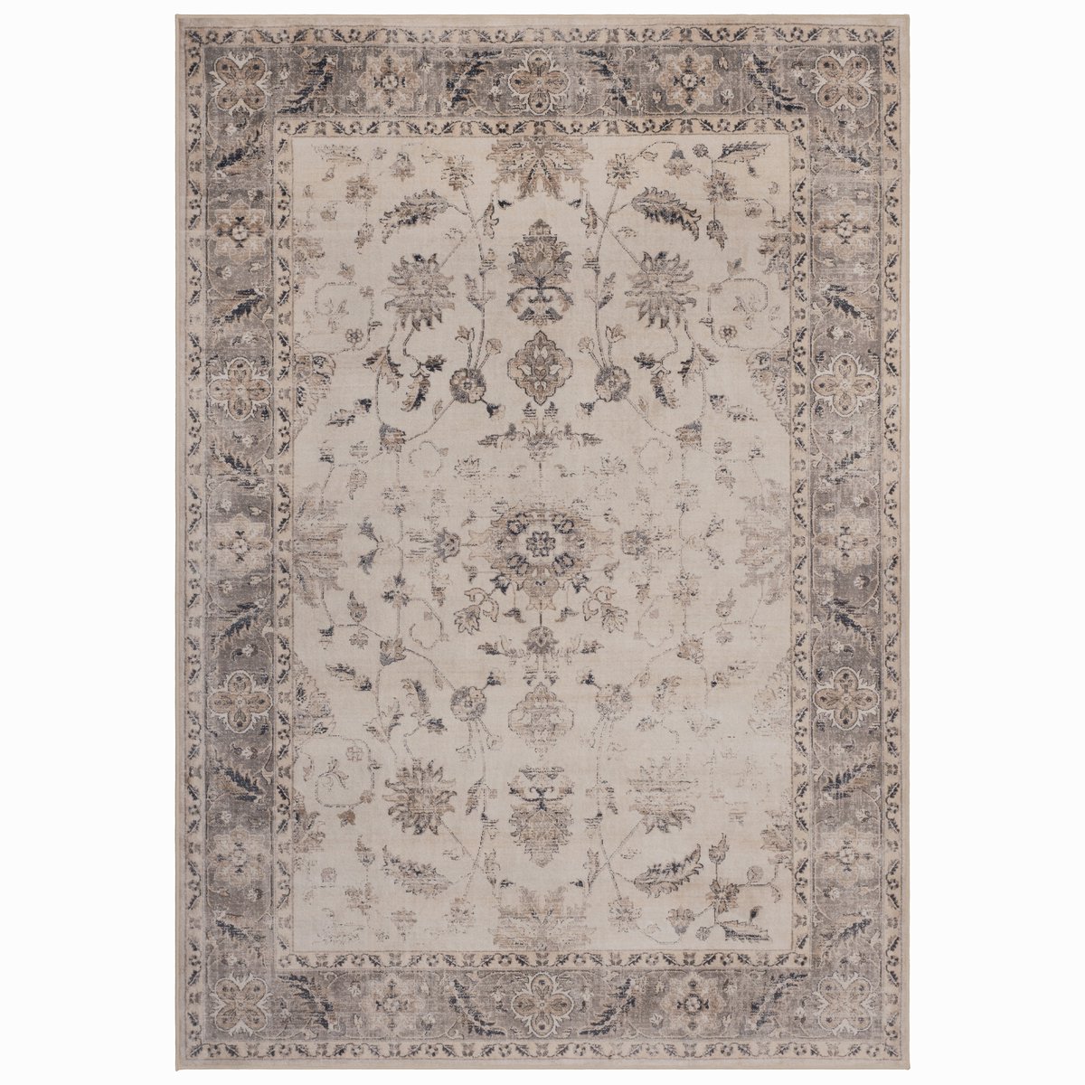 Vintage Vloerkleed Atlas Bloemen 240x340 cm - Wasbaar Antislip Beige