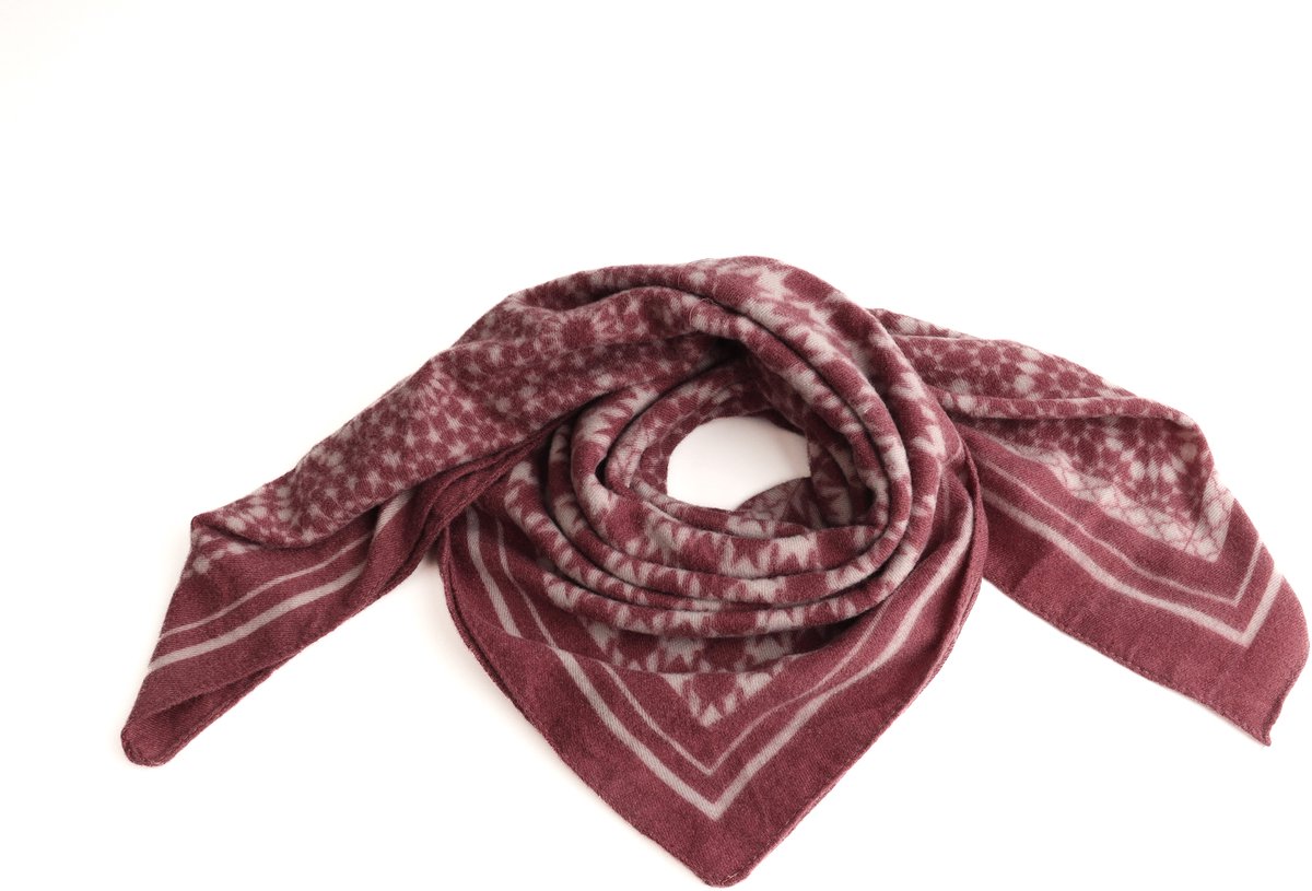 June Bandana Dames – 4 Gemixte Prints – Bordeaux rood Ecru – Zacht Als Cashmere – 70x70 cm
