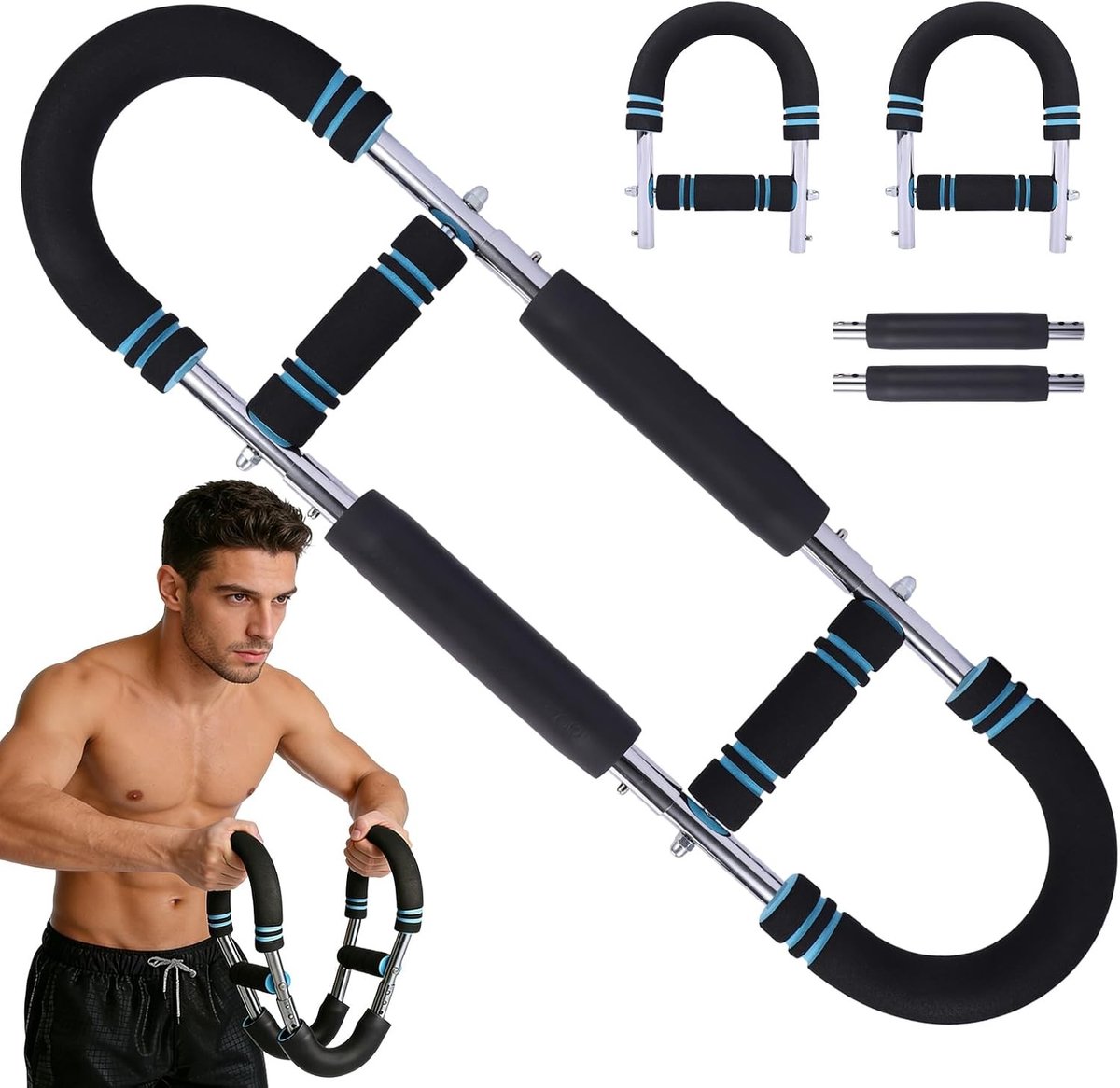 Verstelbaar Arm Trainer voor Krachttraining 18-50kg, Draagbaar Fitnessapparaat met Afneembaar Ontwerp voor Thuisgebruik en Sport onderweg