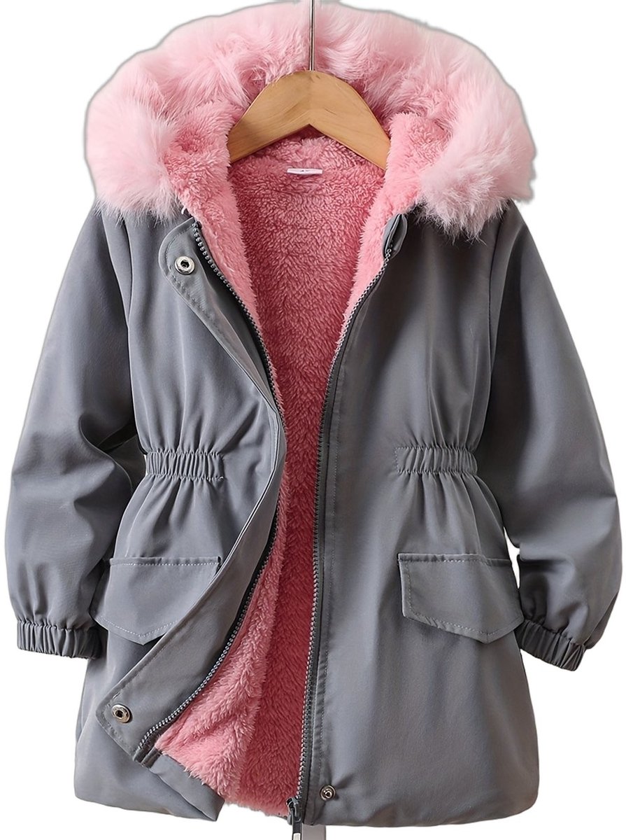 Currero Winterjas Parka Meisjes Lange Jas Meisje Wintermantel Overjas Gewatteerd Waterdicht Winter Stijlvol Mantel Kinderen 6 Jaar Grijs