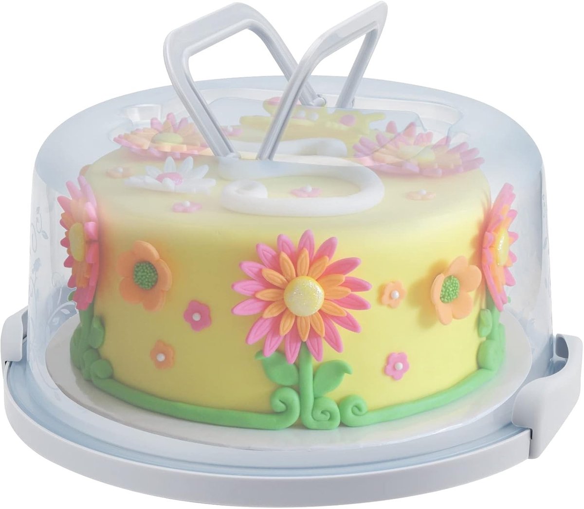 Ronde Cake Carrier met Deksel van 26 cm, Draagbare Plastic Cake Box met Handvat, Ideaal voor Taarten, Koekjes en Desserts