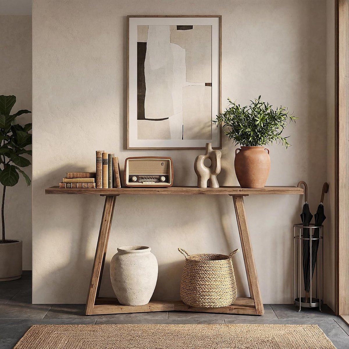 Tribesigns massief hout Consoletafel - Sidetable met X-vormig onderstel - Bruin - 160 x 35 x 80 cm - Console Tafel voor Hal, Woonkamer, Entree