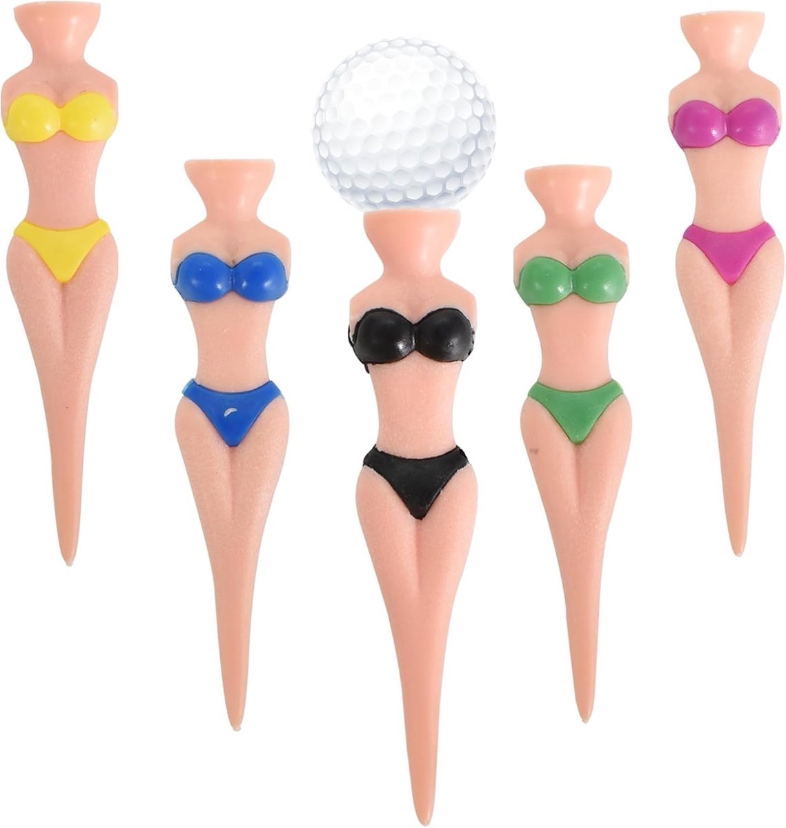 Grappige Golf Tees voor Vrouwen en Meisjes - 76mm Plastic Golf Tees voor Thuis en Training - Perfecte Golfaccessoires (Verpakking van 5)