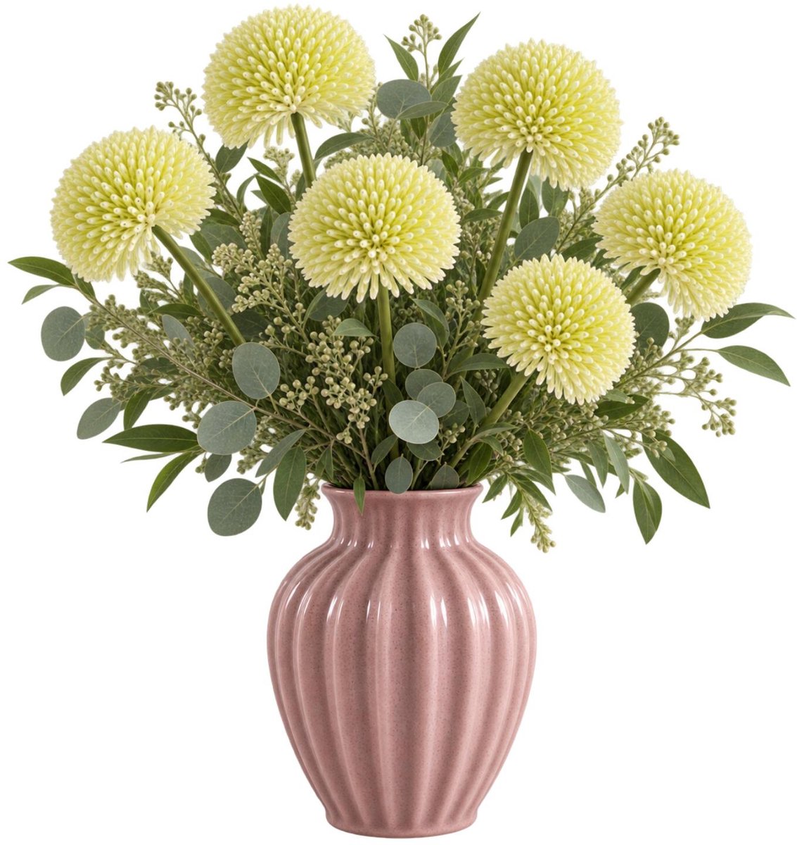 Bellatio Design Sierui Globemaster kunstbloem - 6x - losse steel - creme wit - 44 cm - Natuurlijke uitstraling