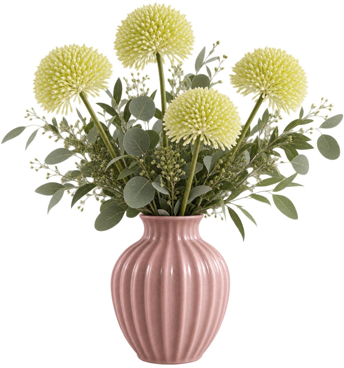 Bellatio Design Sierui Globemaster kunstbloem - 4x - losse steel - creme wit - 44 cm - Natuurlijke uitstraling