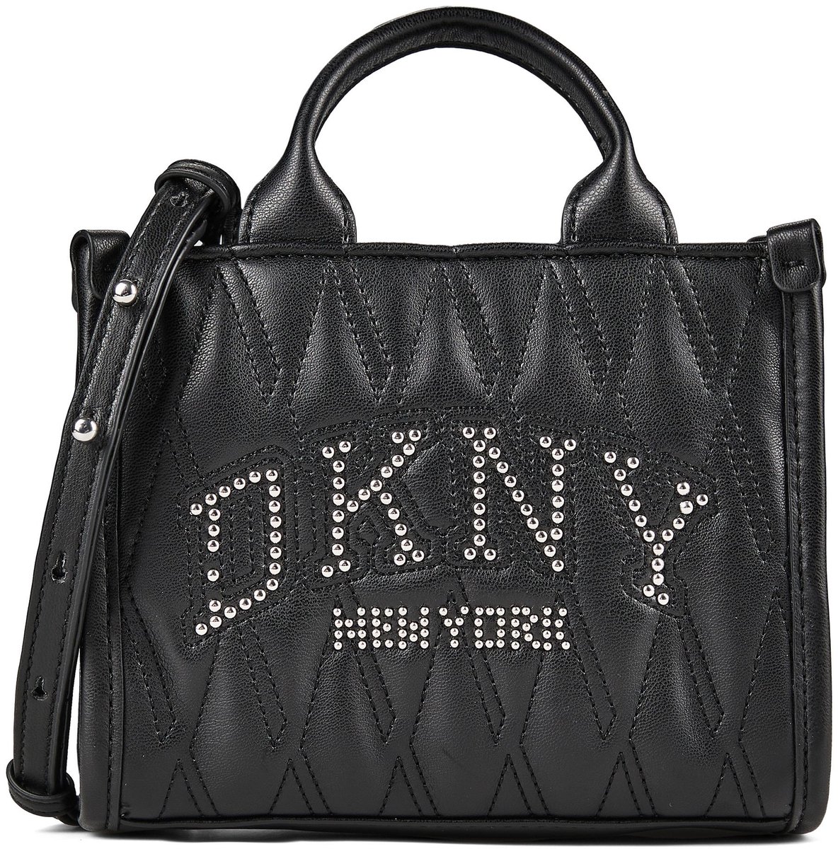 DKNY handtas schoudertas Hadlee Mini Tote Crossbody Black / Silver zwart