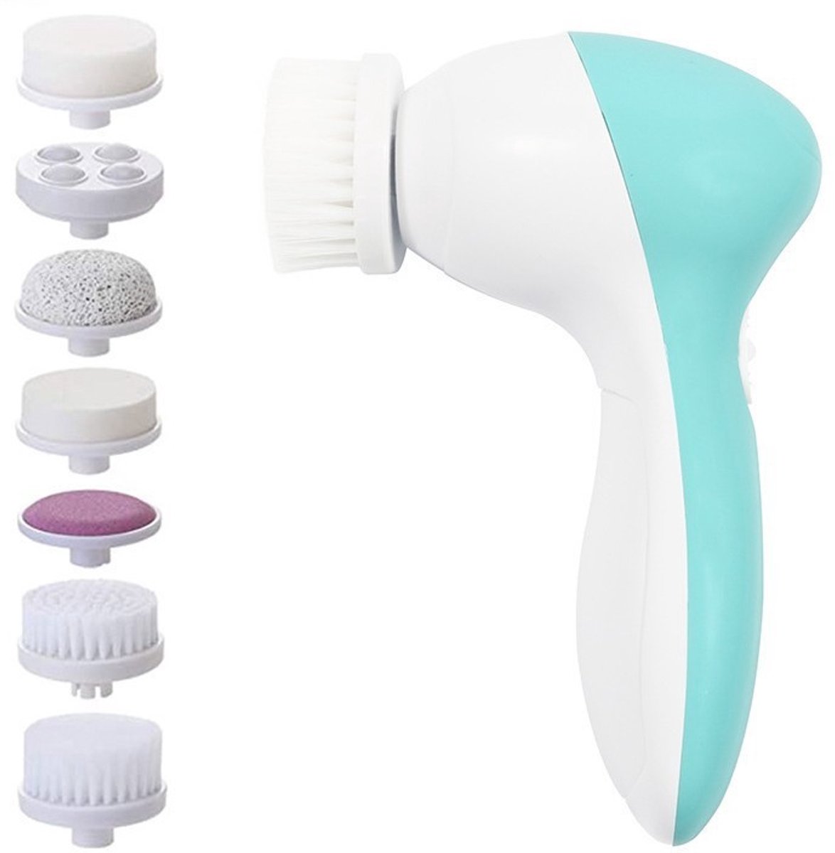 5-in-1 Elektrische Gezichtsscrubber, Roterende Reinigingsborstel met Verwisselbare Opzetstukken, Zachte Exfoliator voor Huidverzorging