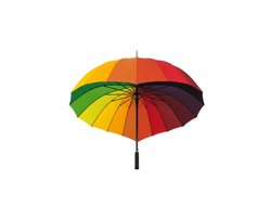 Regenboog paraplu in de vorm van een hartje