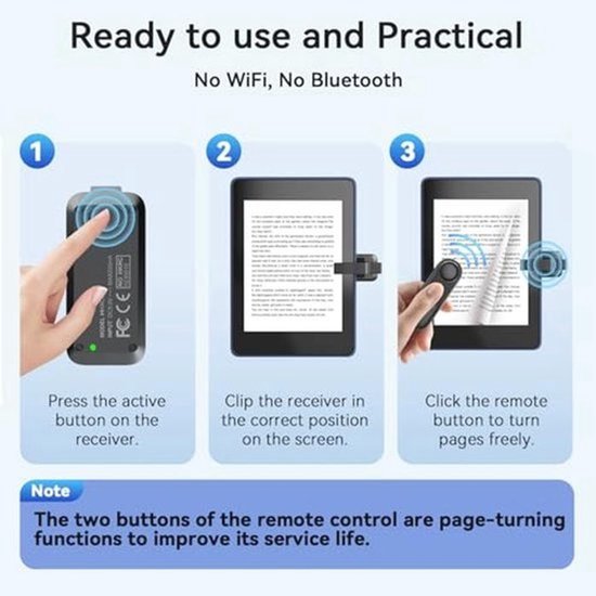 Draadloze Afstandsbediening Pagina Turner voor eReaders en Tablets — afbeelding 2