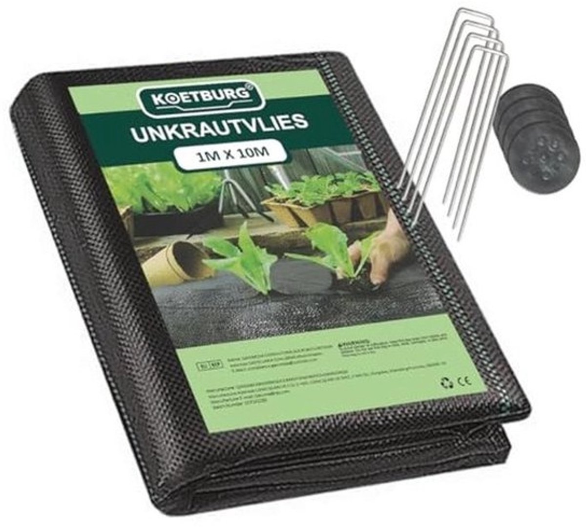 Onkruiddoek Extra Sterk 1M x 10M - 100g/m² met Grondankers - Scheurvast Gronddoek voor Tuin, Zonwering en Vloerbescherming