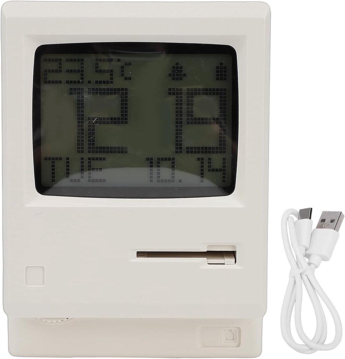 Retro Pixel Alarmklok in Nostalgische Computerstijl, Stille Digitale Klok met ABS Materiaal en 1200mAh Batterij voor Slaapkamer, Bureau en Gaming Setup