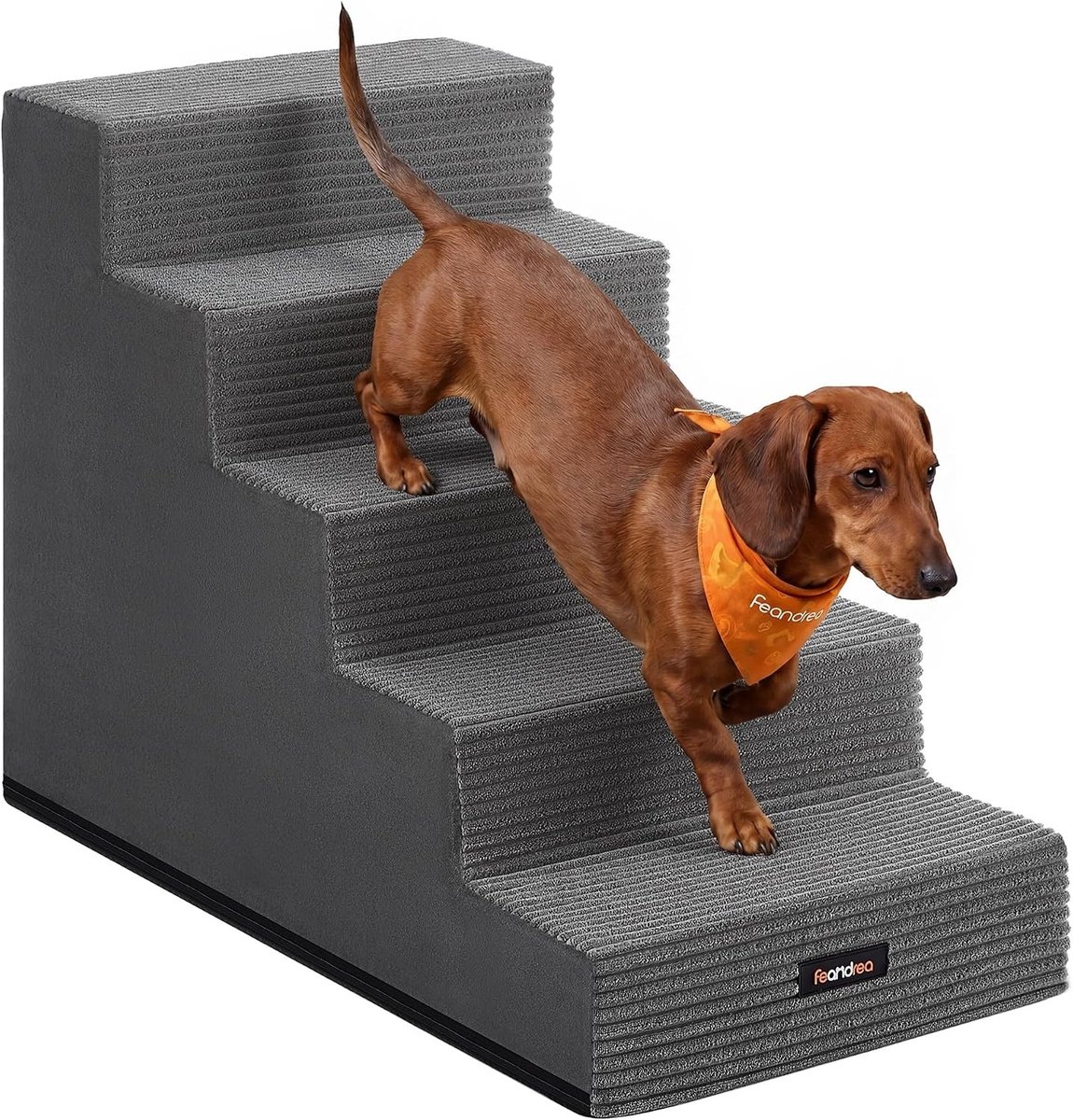 Hondentrap - Loodgrijs - 76 x 40 x 57 cm - Spons met Antislip Ribfluweel - Voor Kleine Honden en Oudere Huisdieren