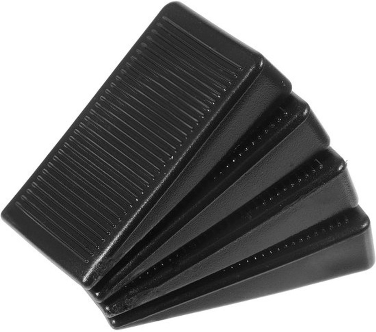 4x Dunne Rubber Deurstopper Zwart - Antislip Deurwig voor Binnendeuren en Buitendeuren
