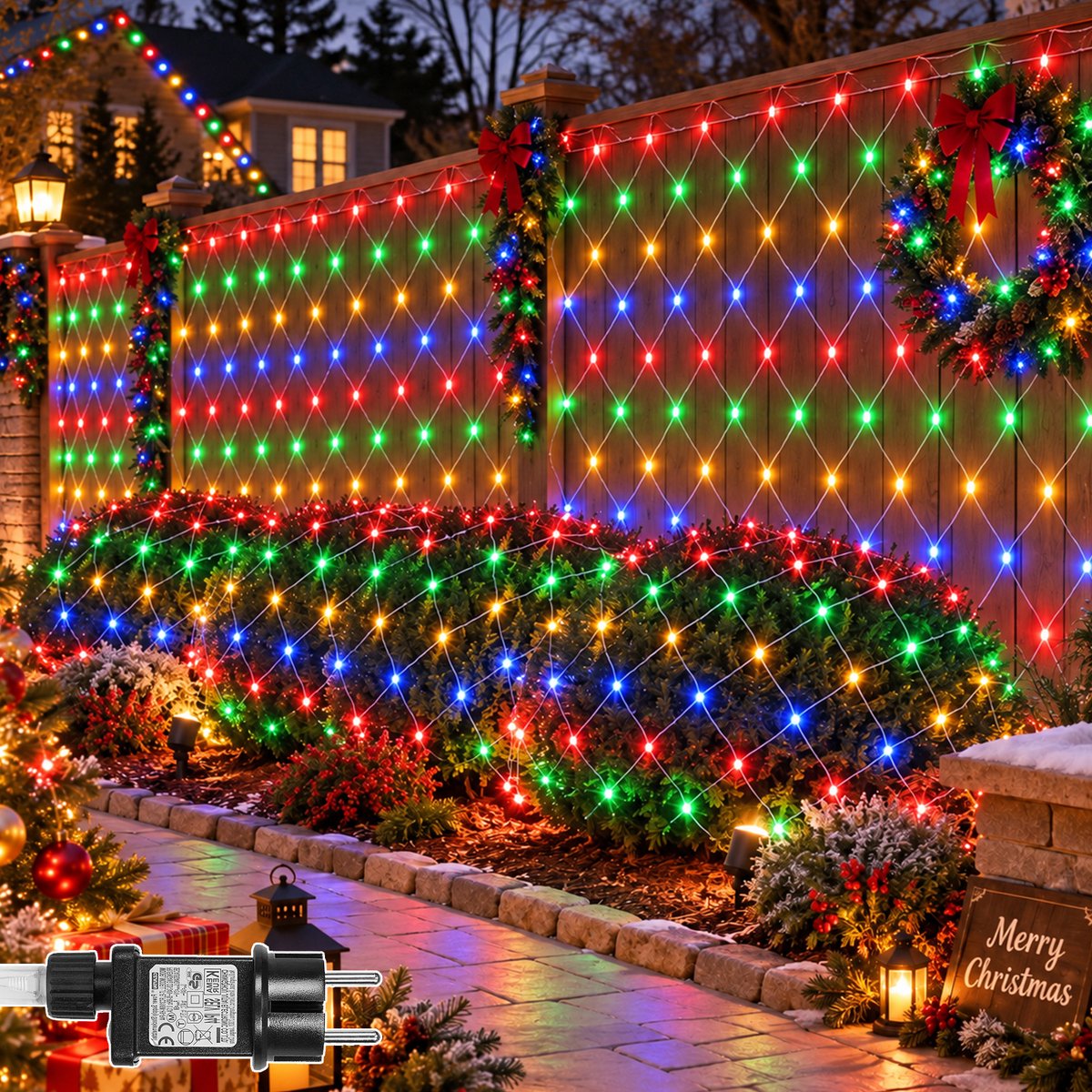 Lapamax LED Netverlichting - Kerstverlichting 2 x 2 m 144 LEDs Meerkleurig - Met Koppelstekker - 31 V Laagspanning met 8 Lichtstanden en Geheugenfunctie - Lichtnet voor Heg, Muur en Kerstdecoratie