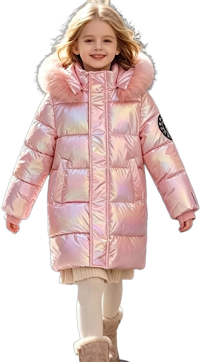Currero Winterjas Parka Meisjes Lange Jas Meisje Wintermantel Overjas Gewatteerd Waterdicht Winter Stijlvol Mantel Kinderen 13 Jaar Roze