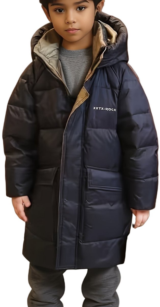 Currero Winterjas Parka Jongens Lange Jas Wintermantel Overjas Gewatteerd Waterdicht Winter Stijlvol Mantel Kinderen 10-11 Jaar Zwart