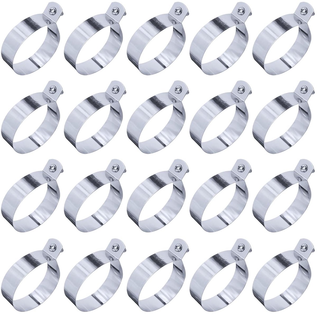 20 Sets RVS Kettinglink Beugel met Bouten en Moeren voor Poort en Hekje - 48mm Diameter, Duurzaam en Weerbestendig