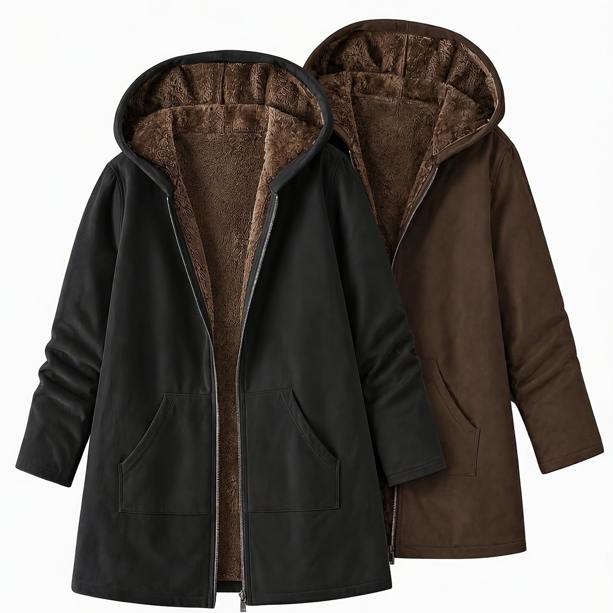 Currero Winterjas Parka Dames Lange Jas Dames Wintermantel Overjas Gewatteerd Waterdicht Winter Stijlvol Mantel Vrouwen Volwassen & Koffie Zwart