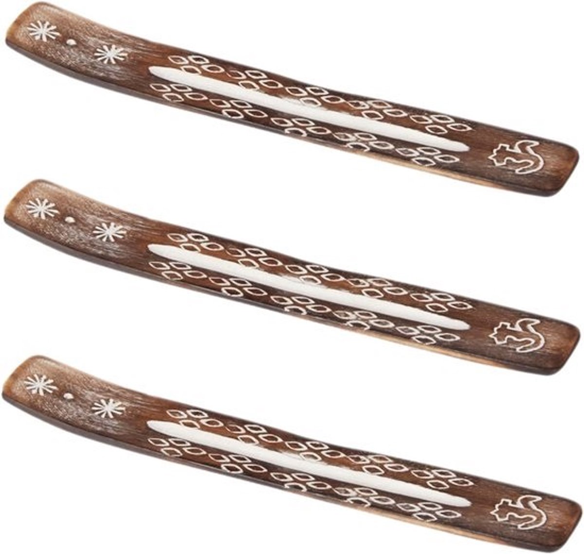 Set van 3 Handgemaakte Houten Wierookhouders voor Yogameditaite