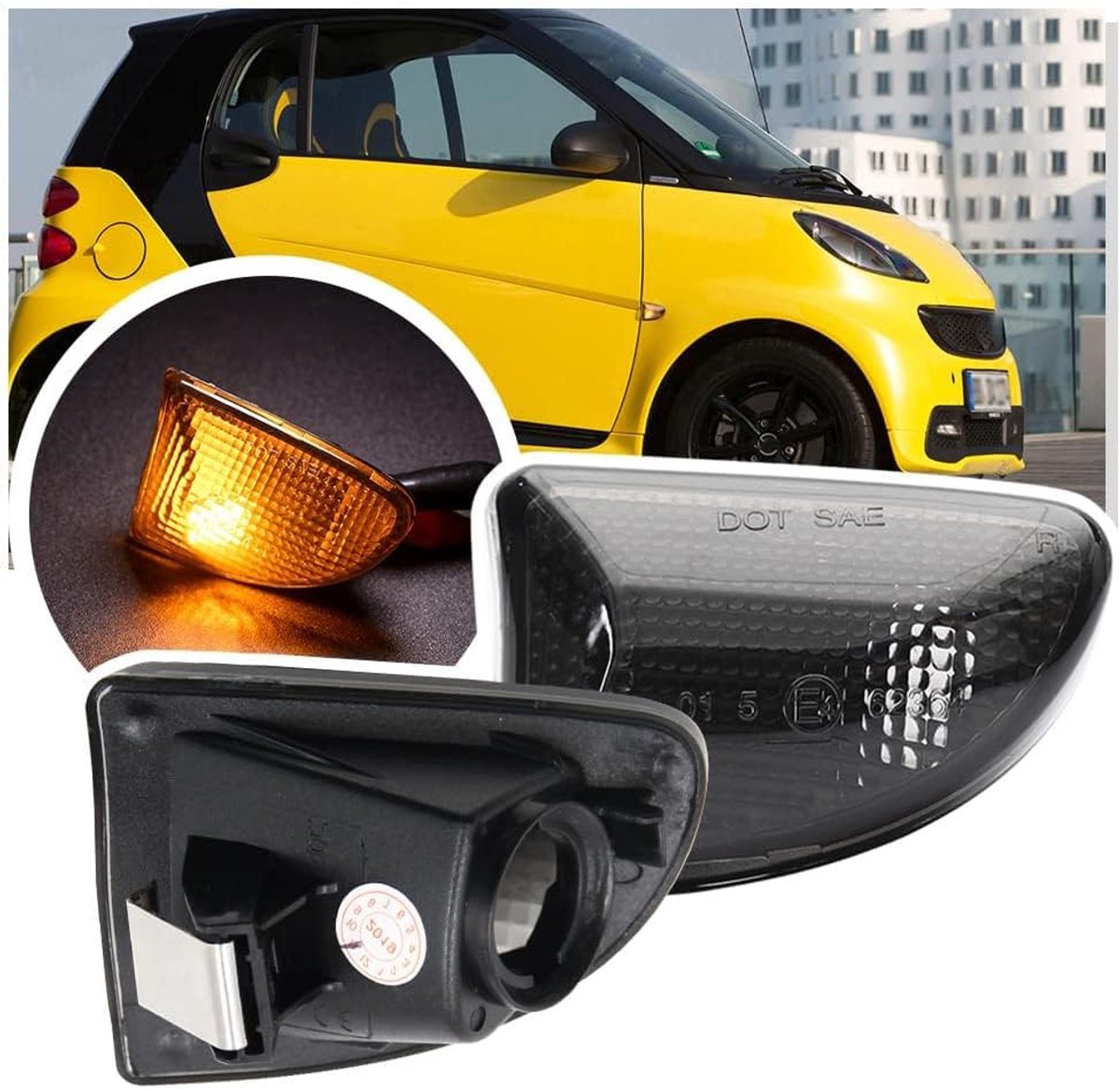 Licht Behuizing Voor Smart Fortwo 451 MK1 MK2 2007-2015 2X Rook Lens Richtingaanwijzer Repeater Licht Zijmarkering Knipperlicht