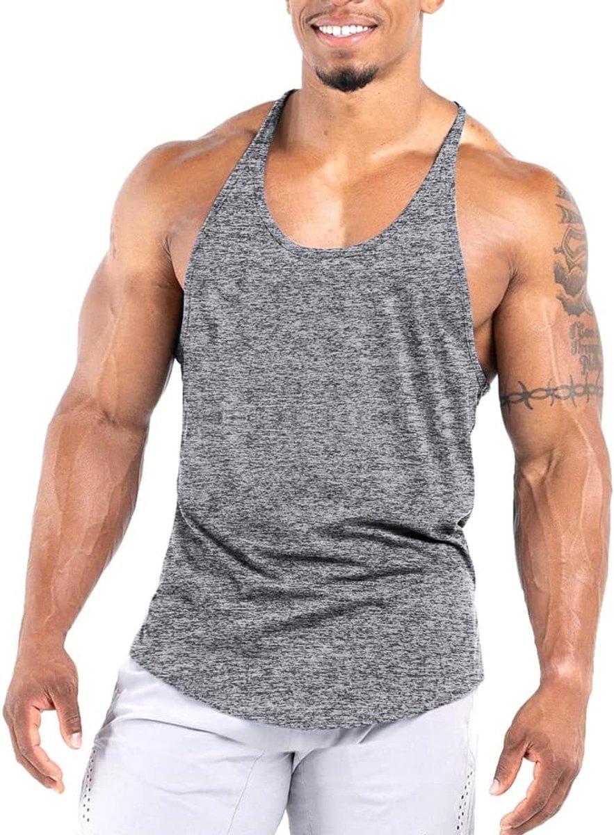 Workout Stringer Tank Tops Atletische Sneldrogende Y-Back Tops Bodybuilding Spier Shirts voor Gym (1 of 3 Pack)