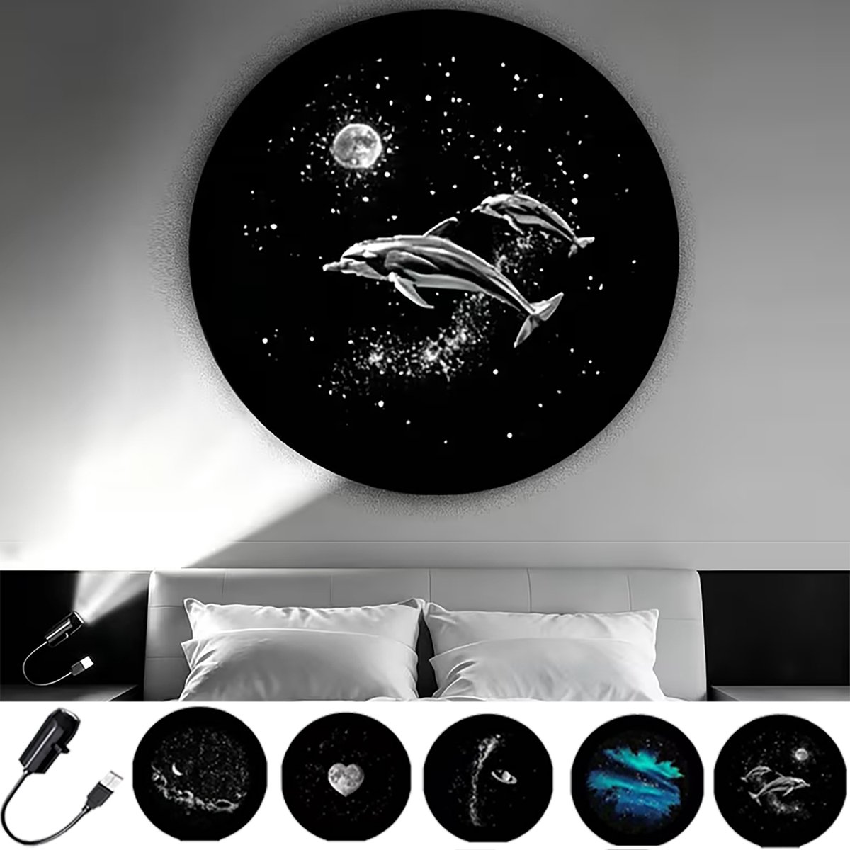Sterrenprojector - 2-in-1 Projector - Planet Projector - Met 5 Films - Sterren Nachtlamp - Projectorlamp - Nachtlampje - Galaxy Projector - Sterrenhemel Projector - Sterrenlamp - HD - Plug-and-play - USB - Cadeau - Voor Auto en Kinderkamer - Melkweg
