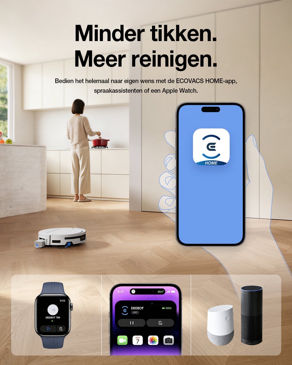 Ecovacs Deebot T90 Max Pro Omni – Robotstofzuiger Met Dweilfunctie – 40.000 Pa – 9,5 cm Ultradun – ZeroTangle 4.0 Anti-klit – Omni-Station – Wit thumbnail 6