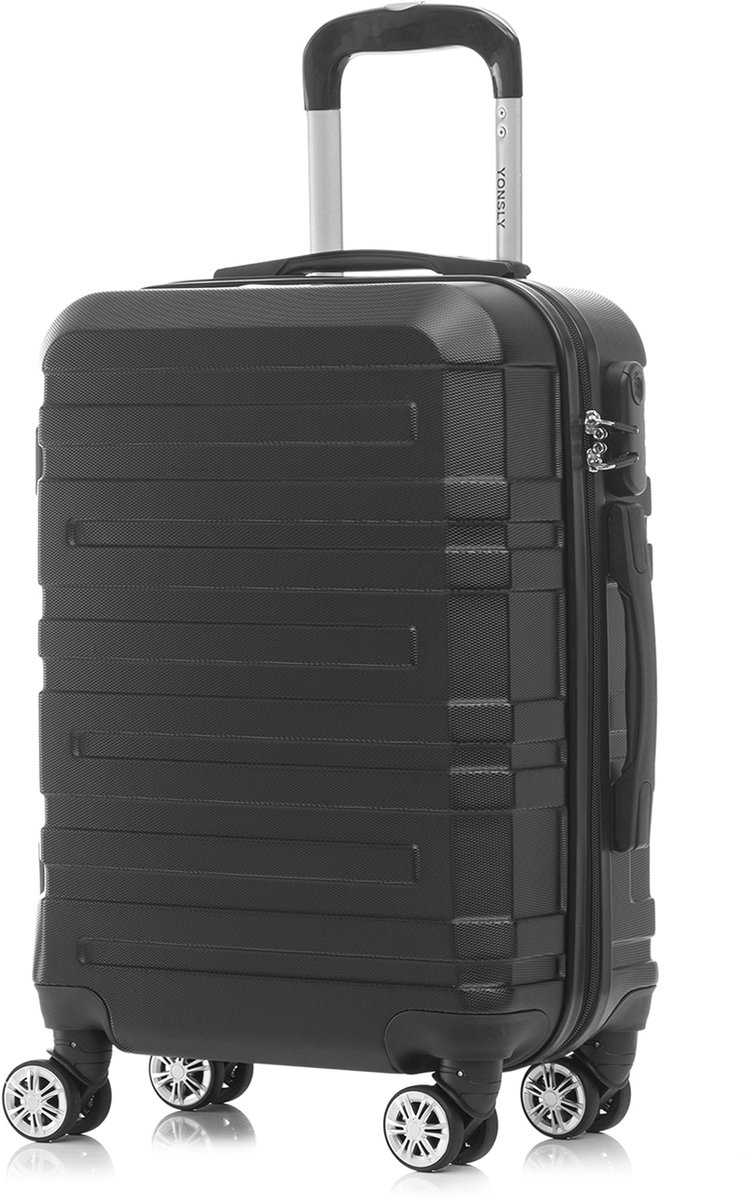 YONSLY Handbagage Koffer - 55cm - 40 L - Cijferslot- 360° Draaibare Wielen - Zwart