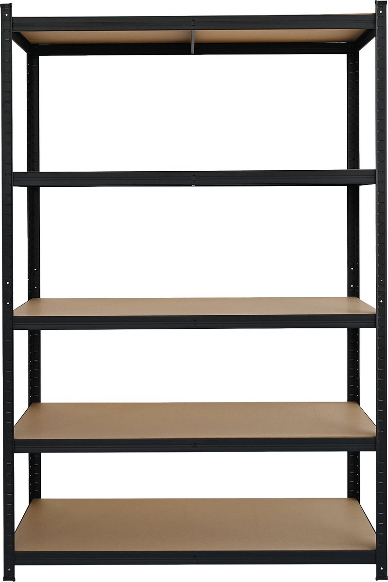 Stellingkast met 5 schappen - MDF - 180x90x40cm - zwart