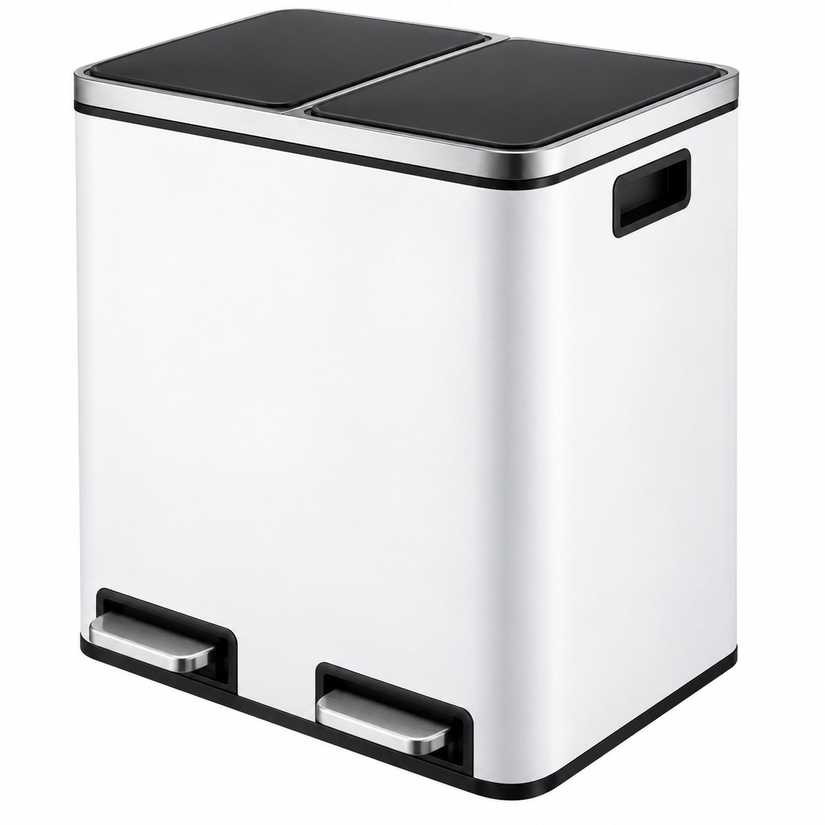 VILIMA - Prullenbak - Afvalemmer - Pedaalemmer - 2 x 15 L - Soft Close - Met handgrepen - Binnenemmers - Wit - 59,2×31×62,7 cm