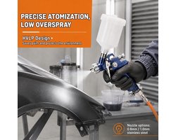 HVLP Verfspuit met Gravity Feed en 125ml Cup - Professionele Pneumatische Airbrush Verfset voor Precisie en Efficiëntie