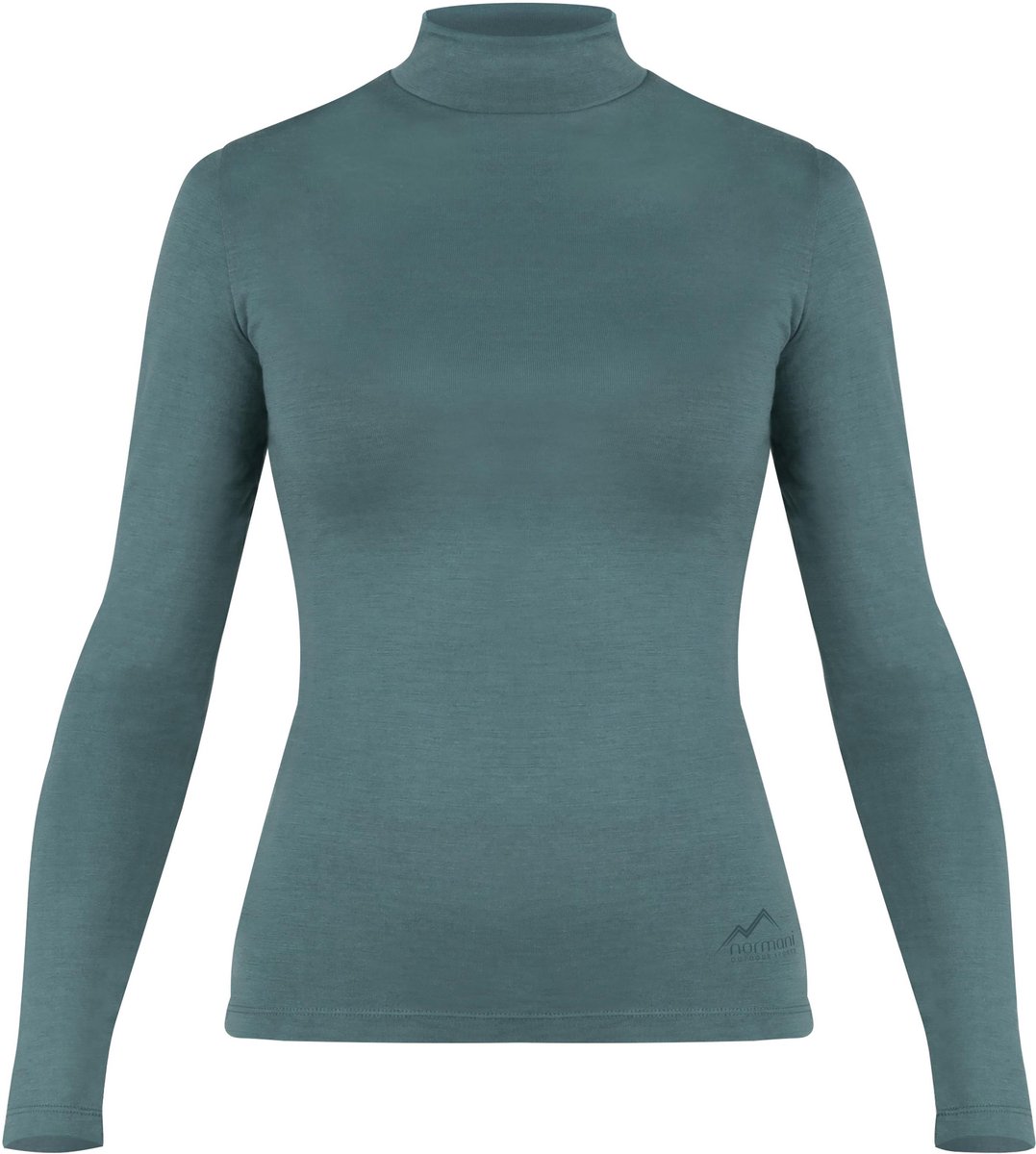Dames-merino-shirt met lange mouwen en opstaande kraag „Romsey“ Blauw