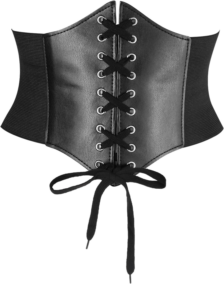 Vintage Stijl Corsetriem in Zwart voor Dames, Elastische Tailleband, Perfect voor Kostuums en Feestjes, M (73-80cm)