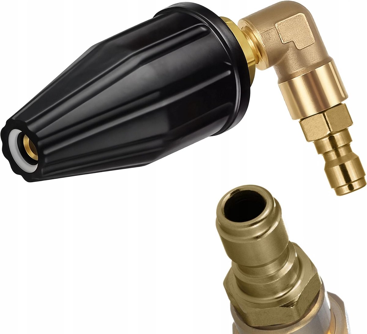90° hoek rotatiemondstuk - 1/4 inch snelkoppeling | 180 bar, 8 l/min, 60 °C | voor ondervloer, pleisterwerk, gevel, terras | hogedrukreiniger-accessoires
