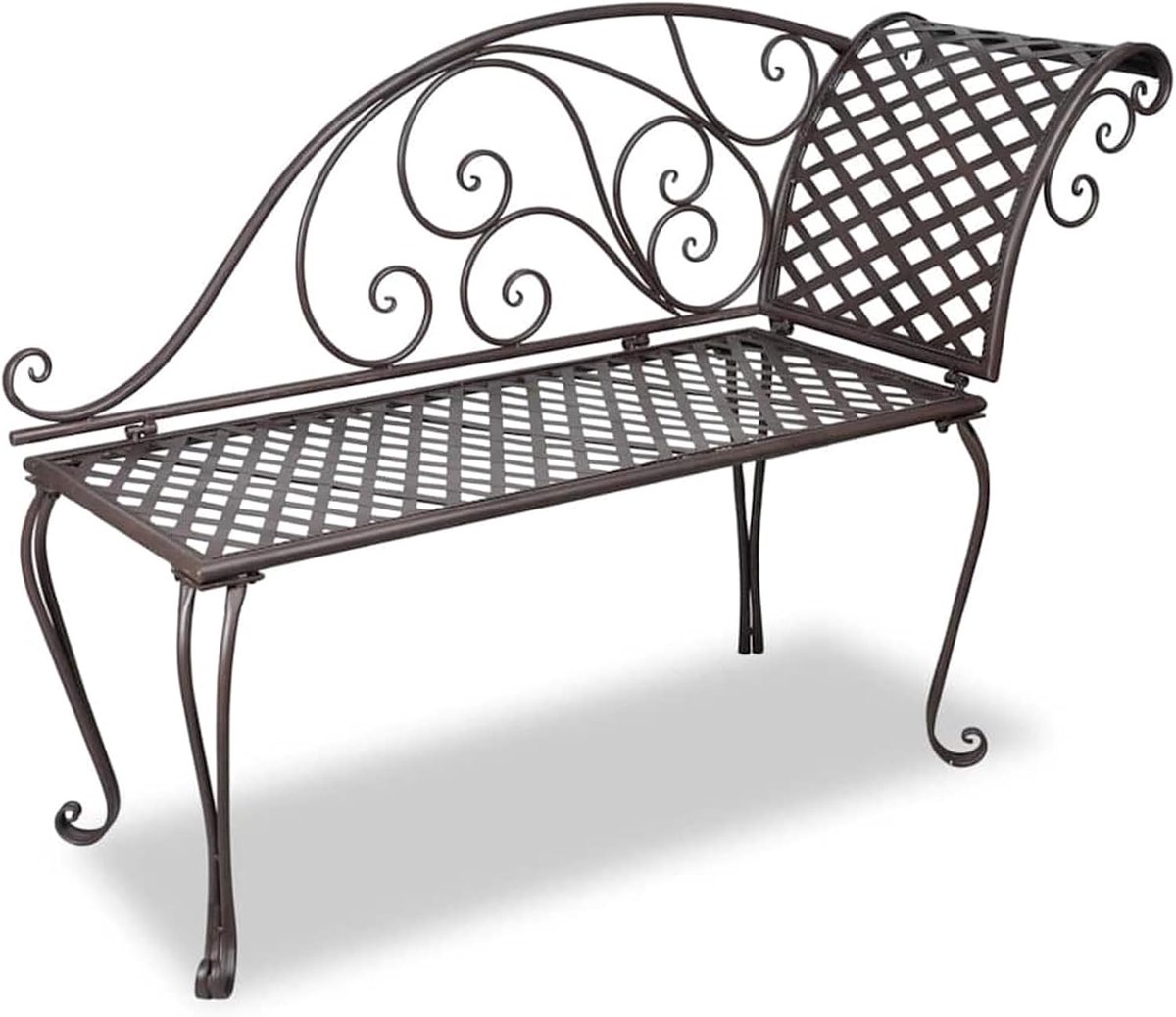 Chaise longue 128 cm staal, franjes, bruin - ergonomisch voor ontspannen zonnebaden 40717