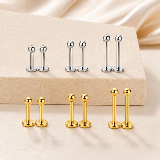 Ronde Bal Titanium Platte Terug Oorbellen Stud, 18G Titanium Kraakbeen Tragus Labret Lip Medusa Piercing Sieraden voor Vrouwen Mannen — afbeelding 5