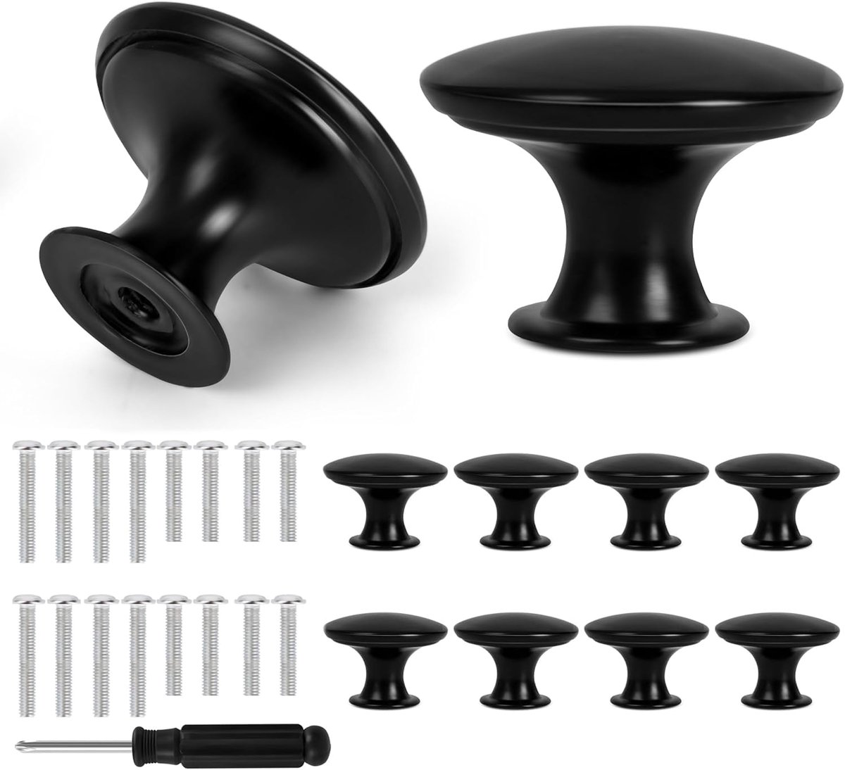 8 stuks meubelknoppen vintage kastknoppen zwart kastgrepen deurknoppen ladeknoppen ronde knoppen voor kasten lade commode kledingkast (schroeven 26 mm, 30 mm en schroevendraaier)