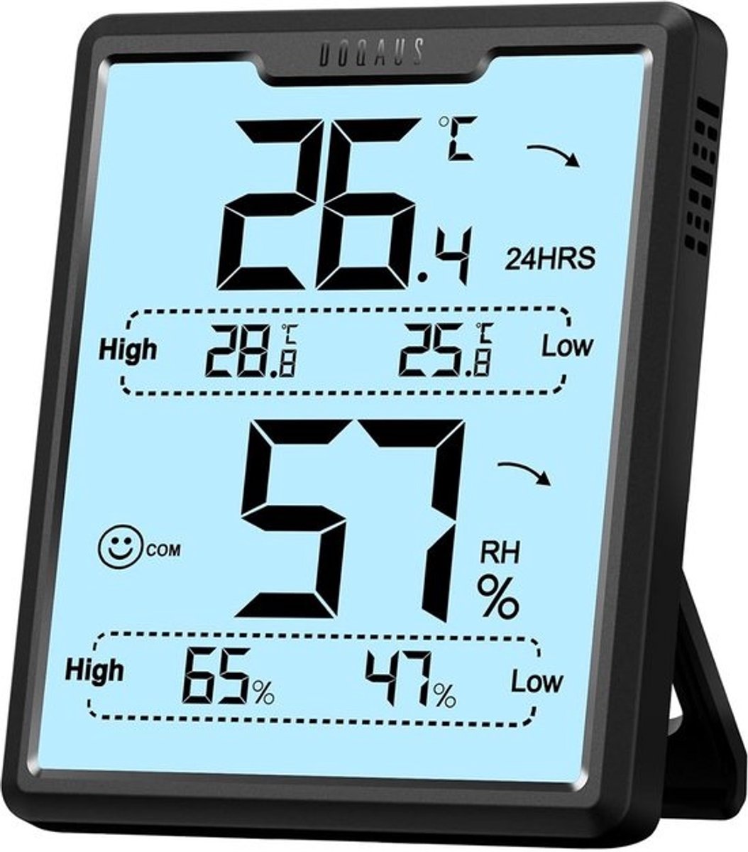 Digitale Kamerthermometer en Thermo-Hygrometer voor Binnen - LCD met Achtergrondverlichting - Geschikt voor Kinderkamers en Kassen