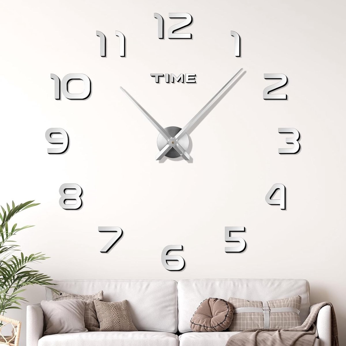 Moderne 3D Wandklok van 120 cm, Stille DIY Digitale Klok, Metalen Wandklok voor Woonkamer, Slaapkamer en Kantoor, Perfect als Cadeau