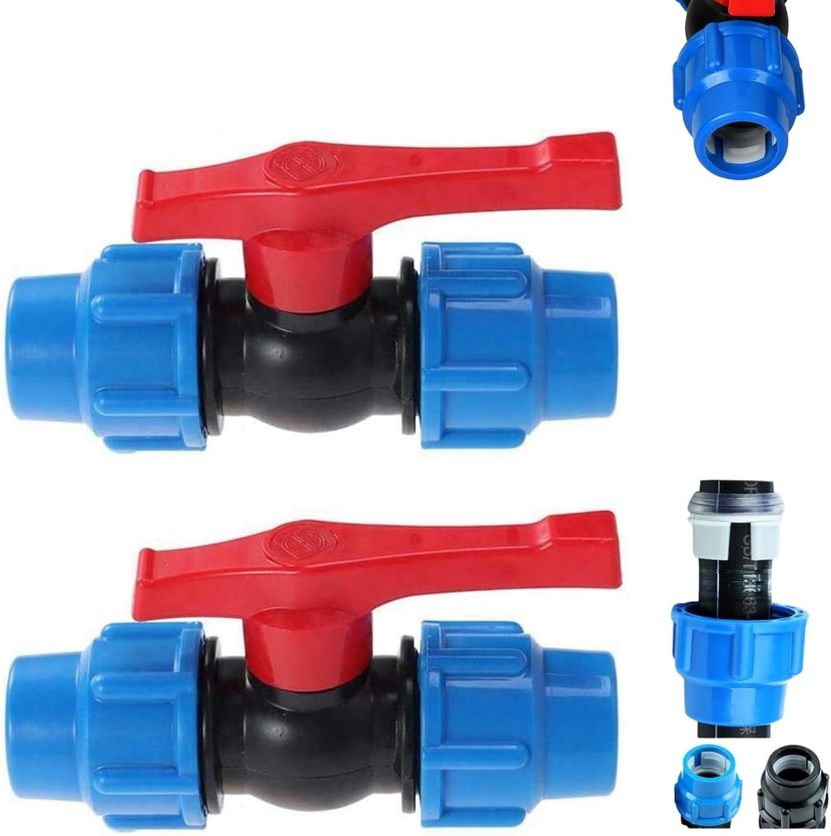 25 mm Plug Tap voor HDPE en MDPE Waterleiding, Levensduurverlengende Waterdichte Afsluiter, Set van 2 voor Tuinirrigatie en Buitengebruik