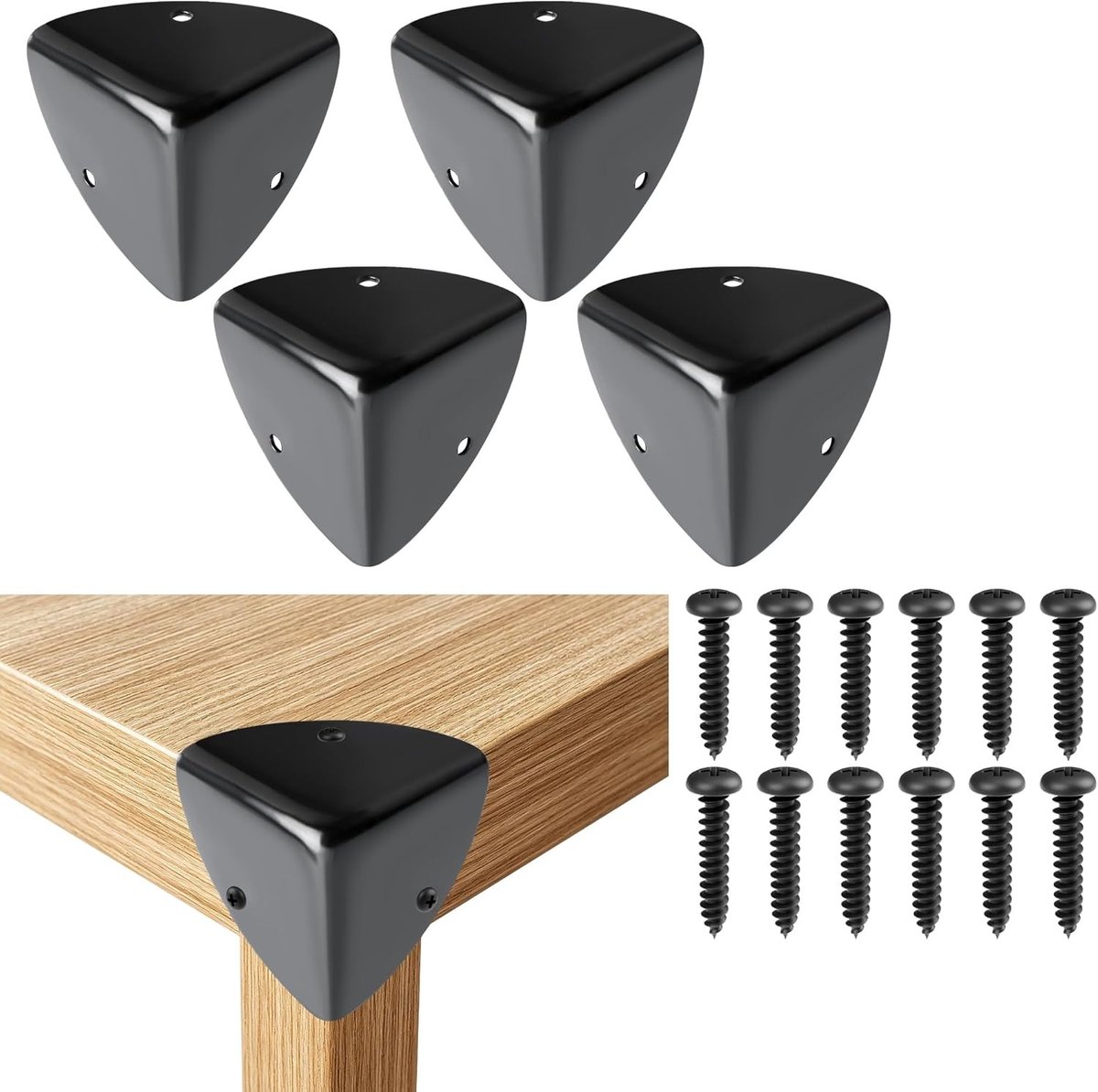 Hoekbeschermers voor Tafel - 4 Stuks Zwarte Aluminium Hoekbescherming voor Veiligheid en Stabiliteit